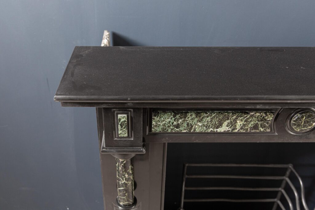 Antique Green and Black Marble Circulation Fireplace