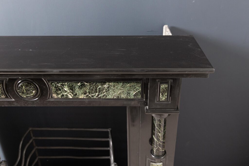 Antique Green and Black Marble Circulation Fireplace