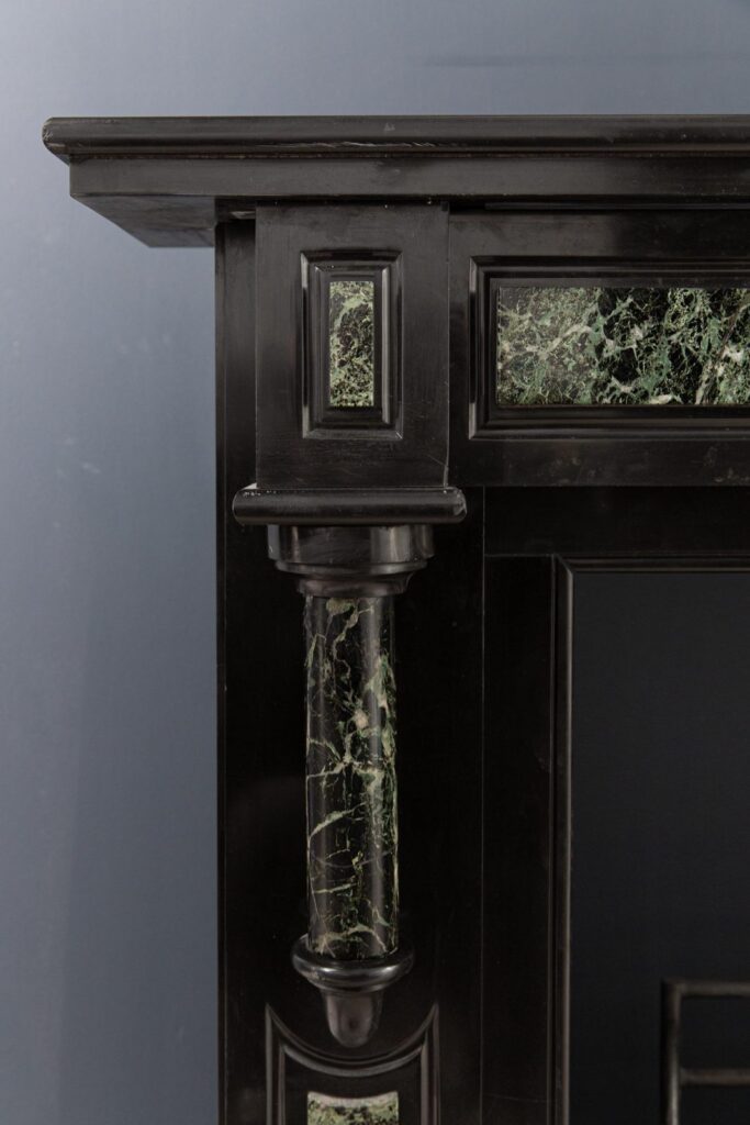Antique Green and Black Marble Circulation Fireplace