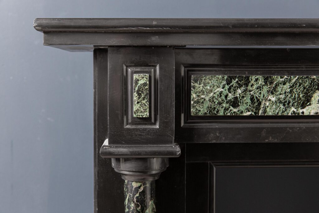 Antique Green and Black Marble Circulation Fireplace