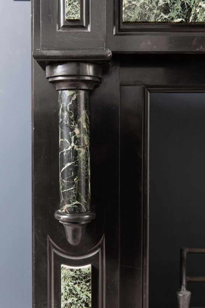Antique Green and Black Marble Circulation Fireplace