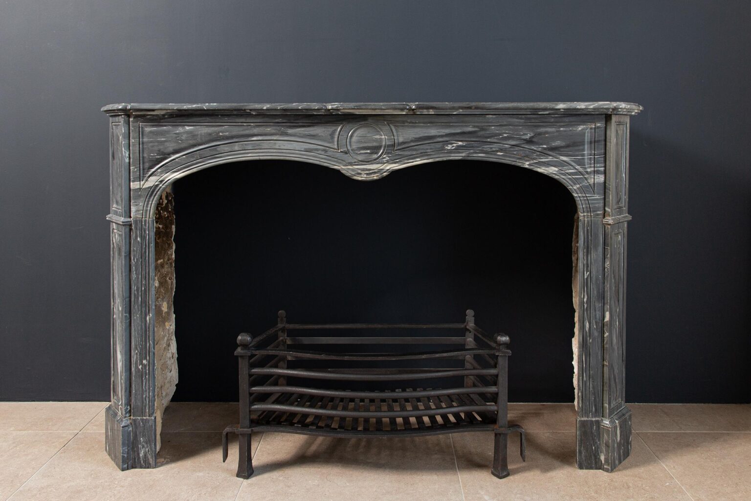 Grey Marble Antique  Fireplace Surround — detail 1