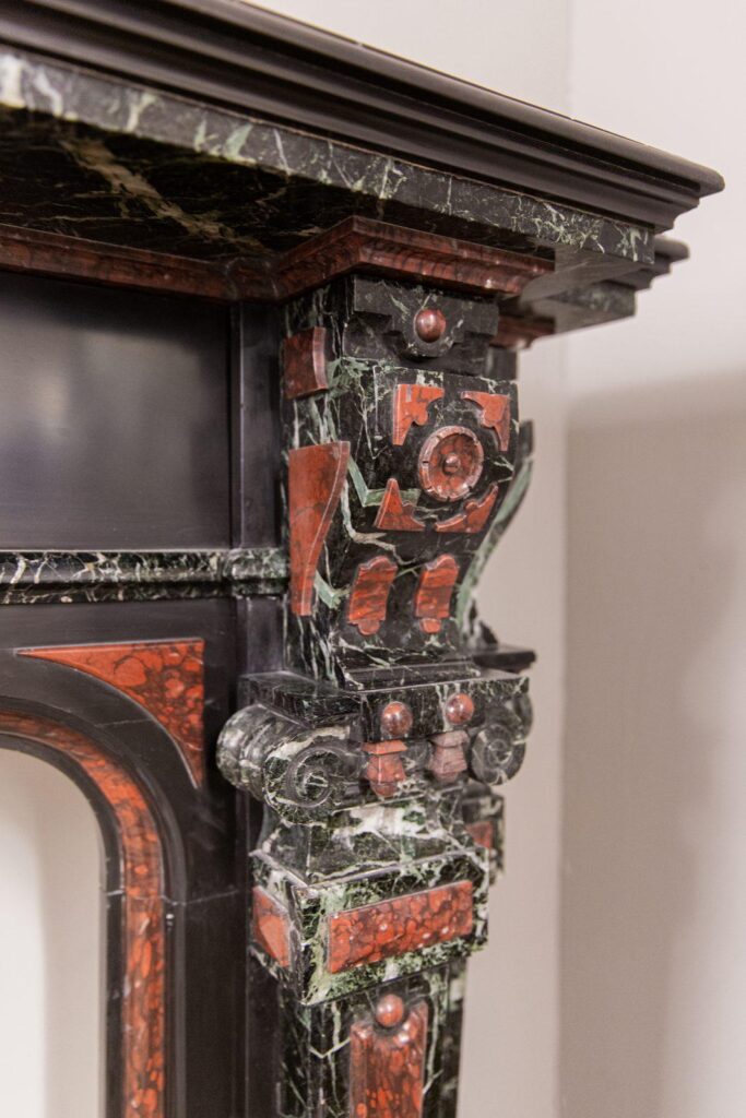 Extravagant Black Marble Antique Circular Fireplace