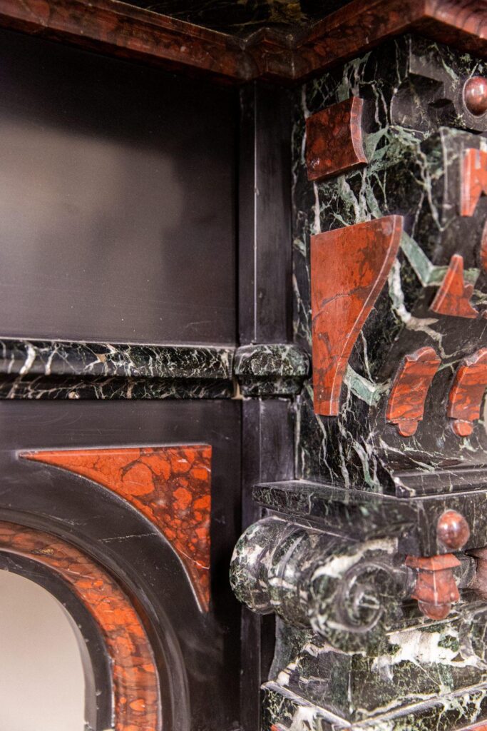 Extravagant Black Marble Antique Circular Fireplace