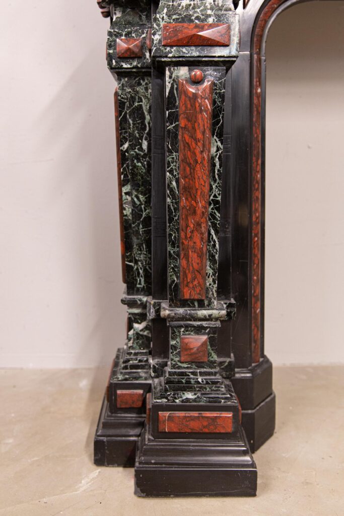 Extravagant Black Marble Antique Circular Fireplace