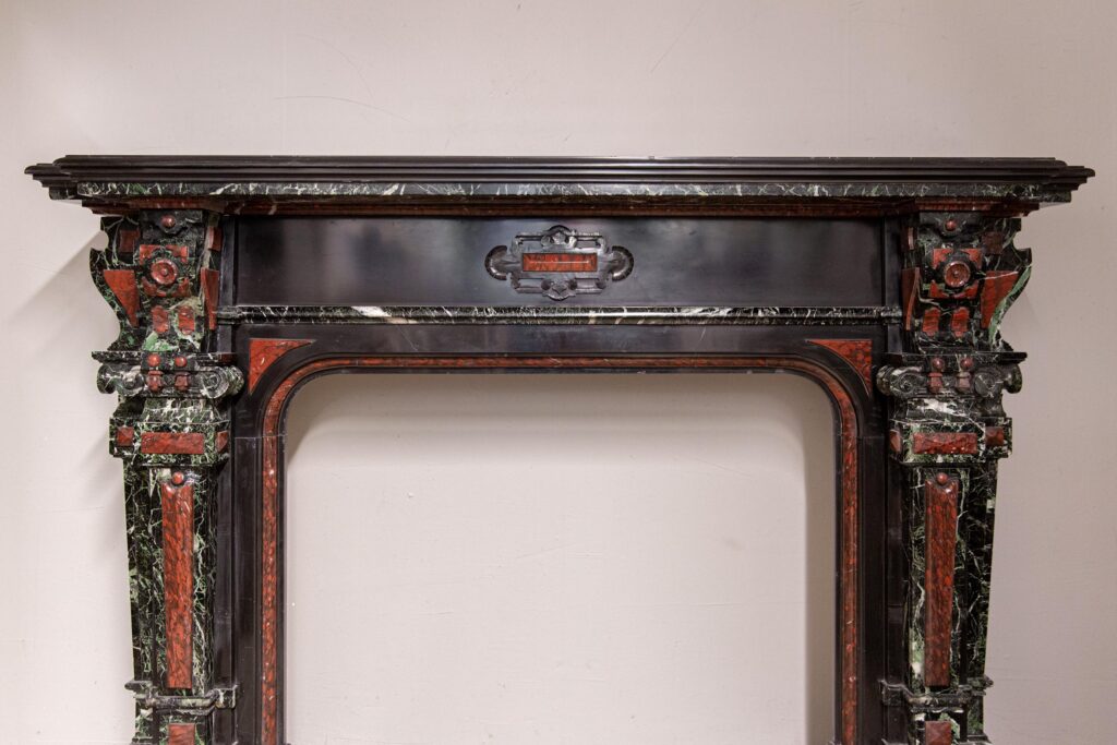 Extravagant Black Marble Antique Circular Fireplace