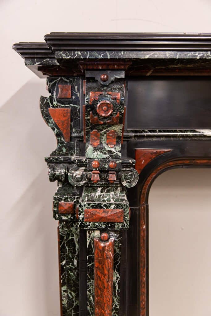 Extravagant Black Marble Antique Circular Fireplace