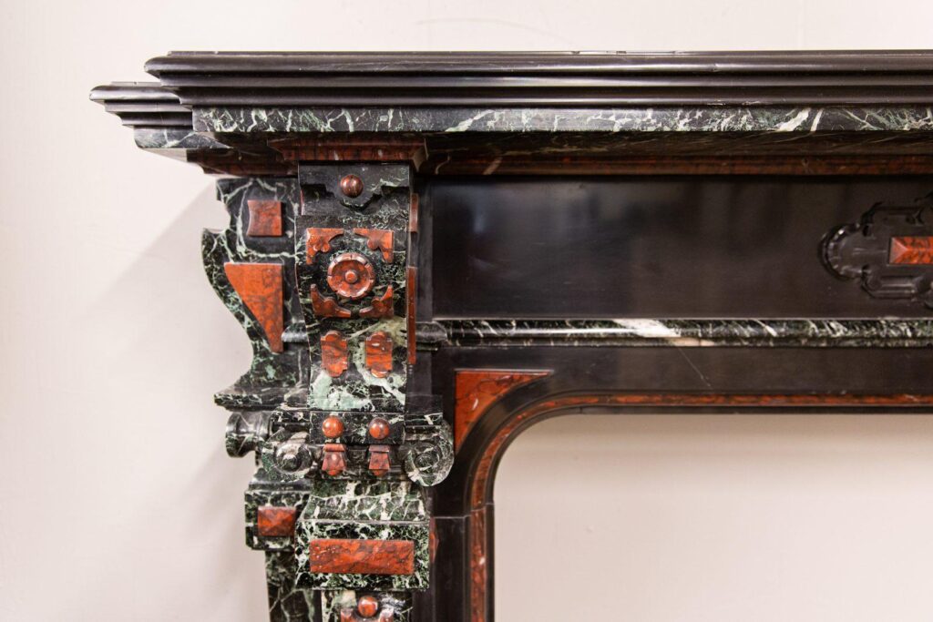 Extravagant Black Marble Antique Circular Fireplace
