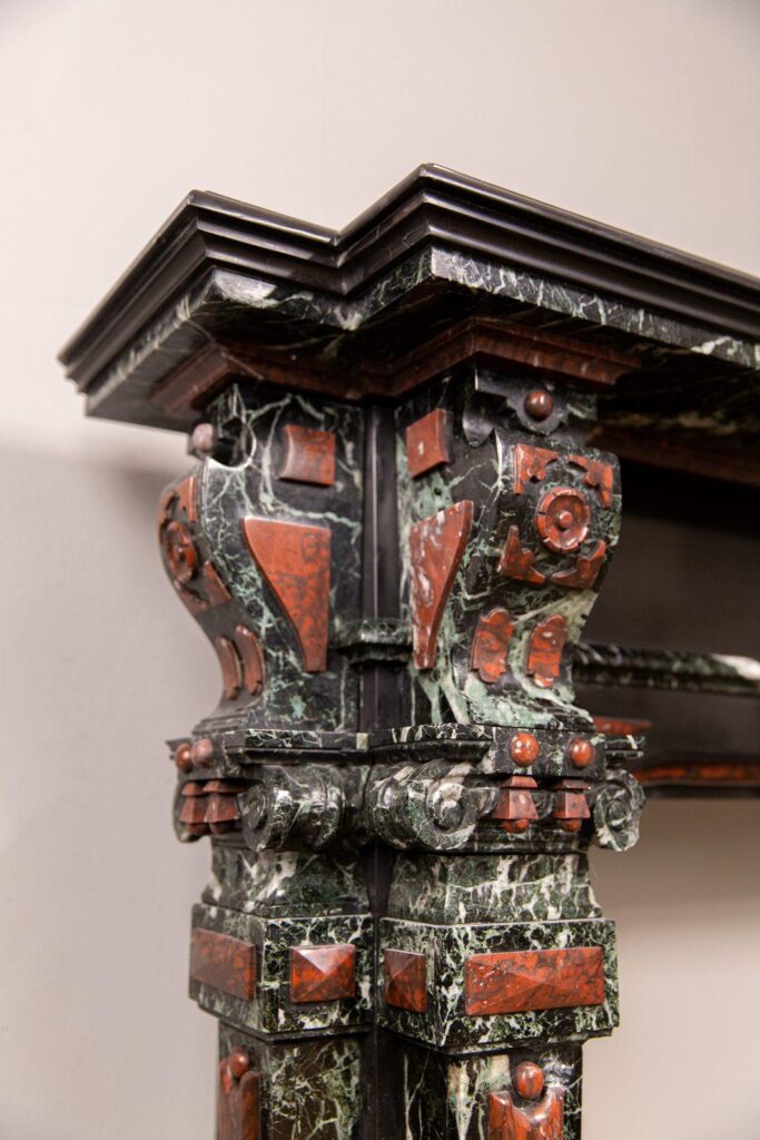 Extravagant Black Marble Antique Circular Fireplace