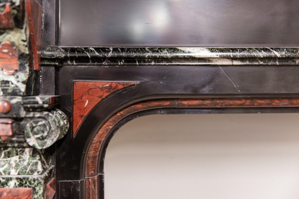 Extravagant Black Marble Antique Circular Fireplace