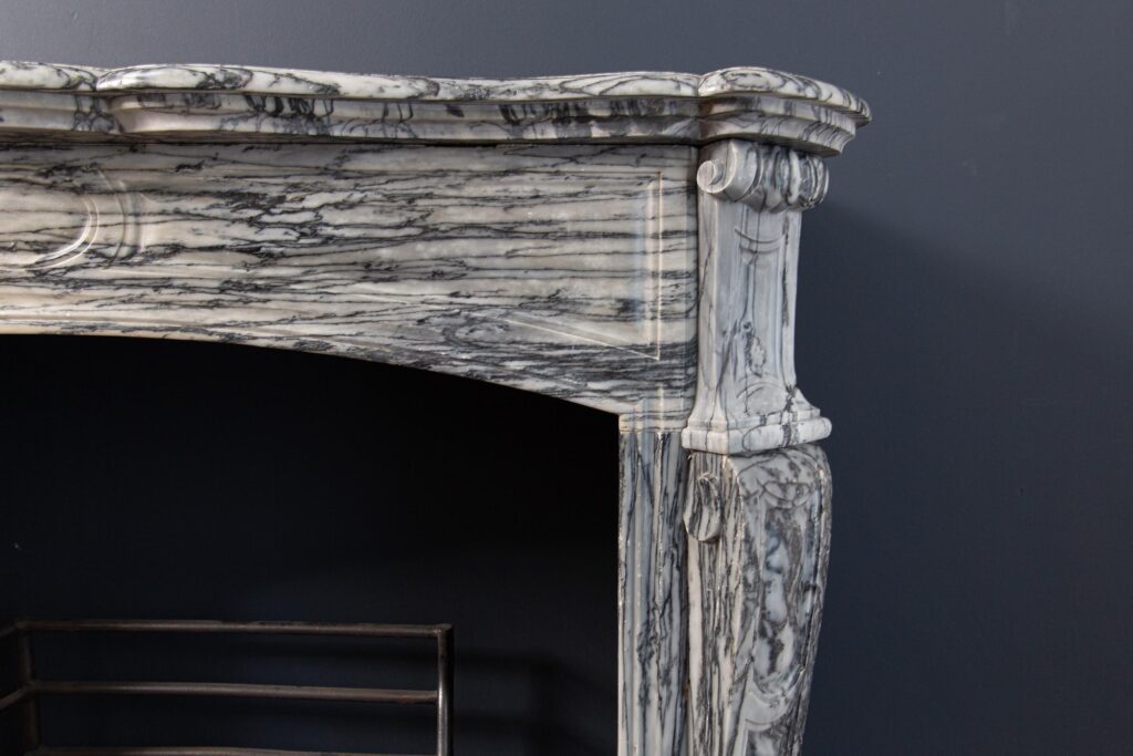 Grijs Marmeren Antieke Front Schouw — detail 1