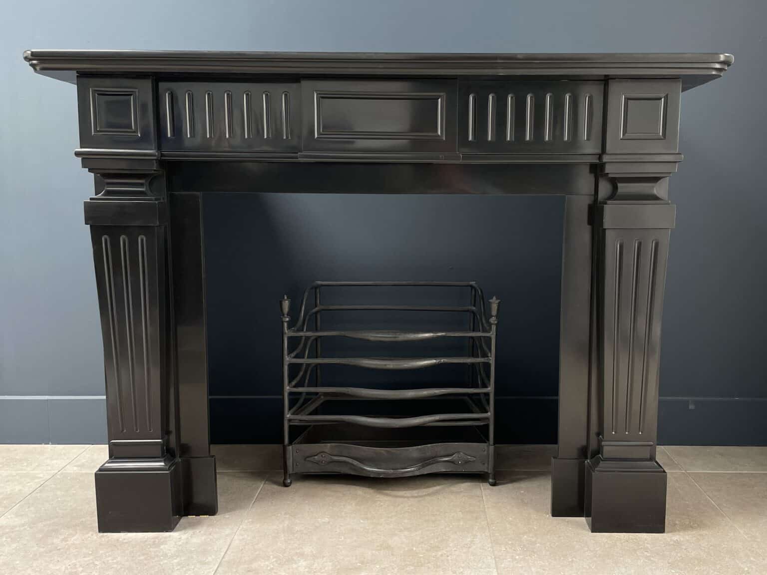 Antique Circular Fireplace Black Marble Noir de Mazy