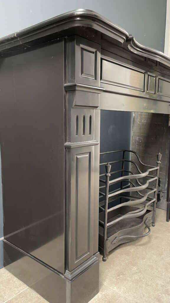 Beautifully Restored Antique Black Circular Fireplace