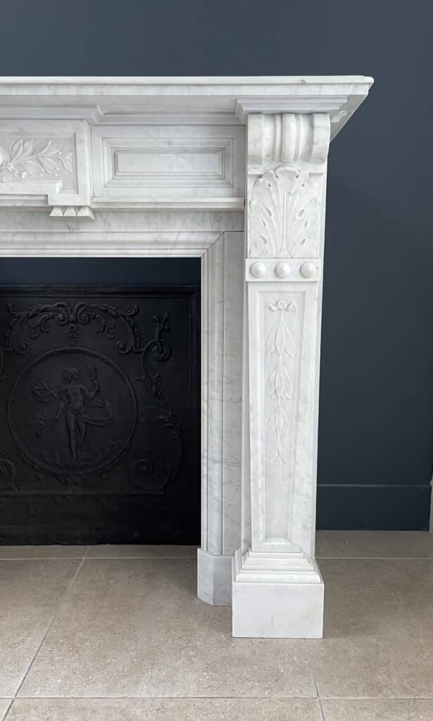 Carrara Marble Antique Front Fireplace White