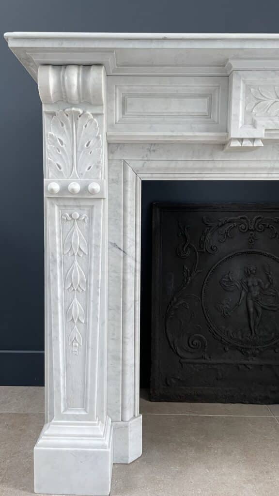 Carrara Marble Antique Front Fireplace White