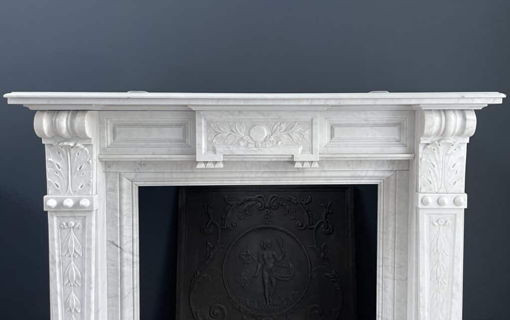 Carrara Marble Antique Front Fireplace White