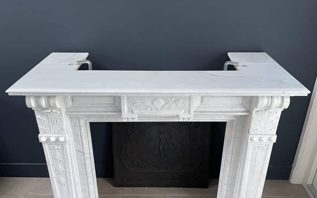 Carrara Marble Antique Front Fireplace White