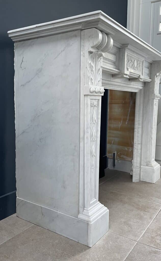 Carrara Marble Antique Front Fireplace White
