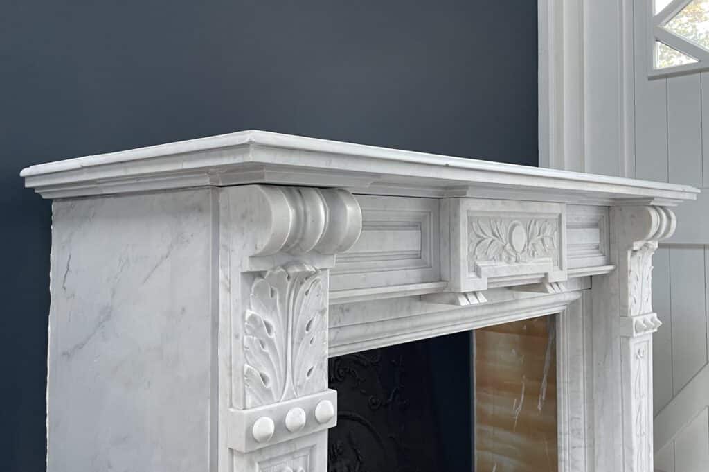 Carrara Marble Antique Front Fireplace White