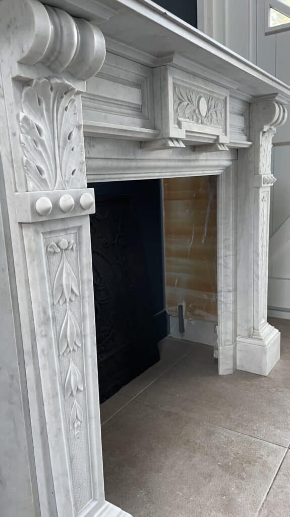 Carrara Marble Antique Front Fireplace White