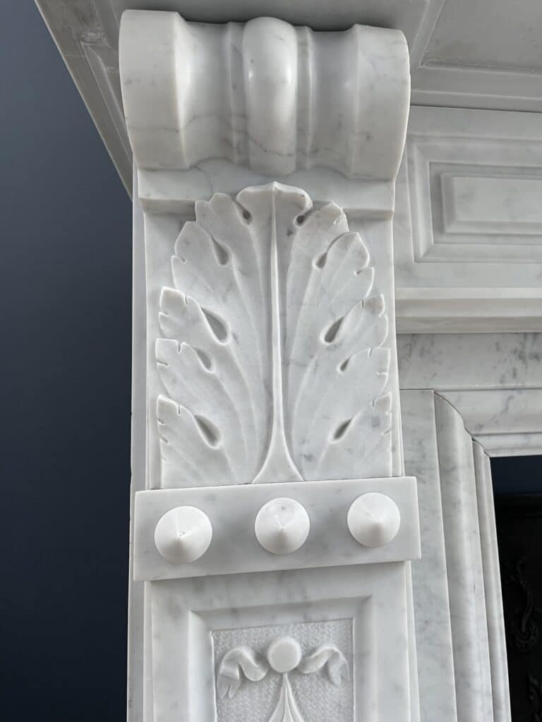Carrara Marble Antique Front Fireplace White