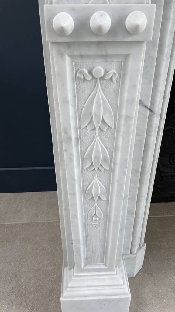 Carrara Marble Antique Front Fireplace White