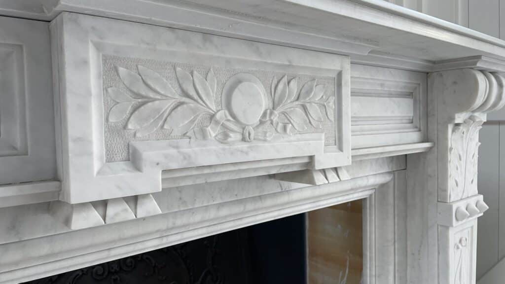 Carrara Marble Antique Front Fireplace White