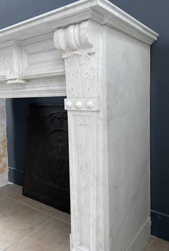 Carrara Marble Antique Front Fireplace White
