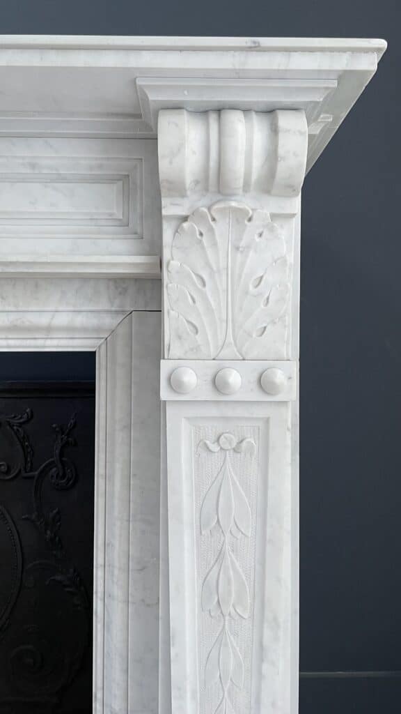 Carrara Marble Antique Front Fireplace White