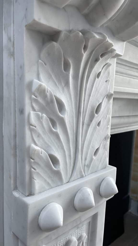Carrara Marble Antique Front Fireplace White