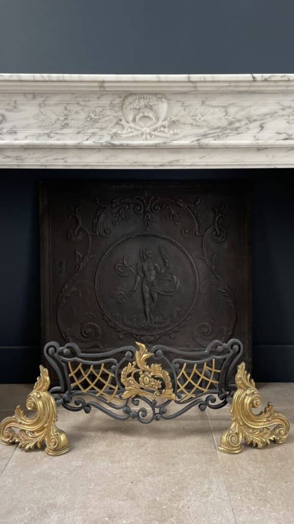 Arabescato Marble French Antique Front Fireplace
