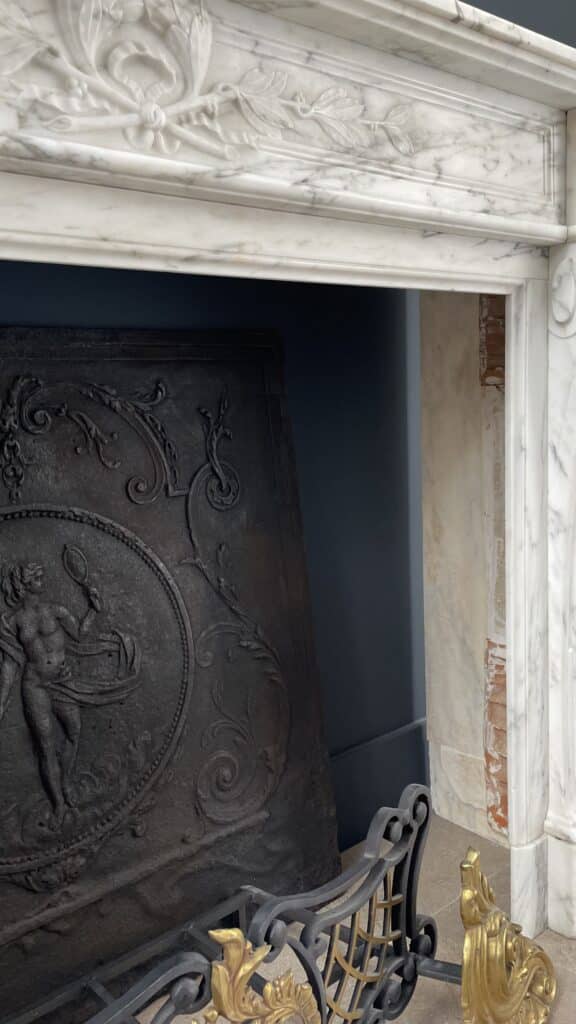 Arabescato Marble French Antique Front Fireplace