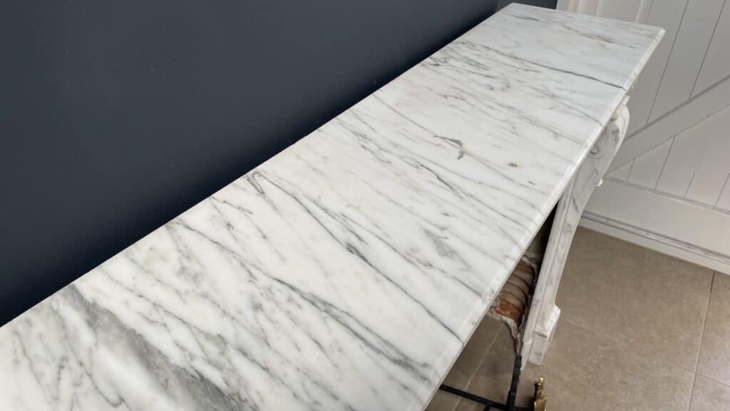 Arabescato Marble French Antique Front Fireplace