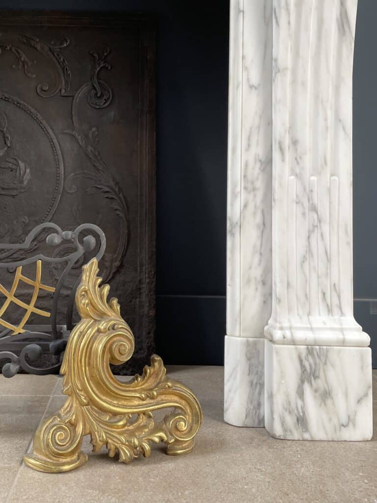 Arabescato Marble French Antique Front Fireplace