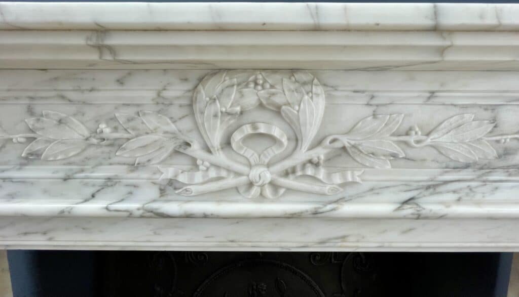 Arabescato Marble French Antique Front Fireplace