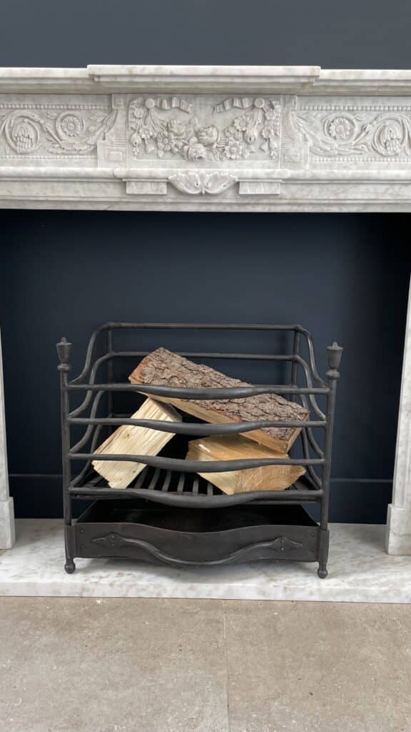 Richly Detailed French Marble Front Fireplace