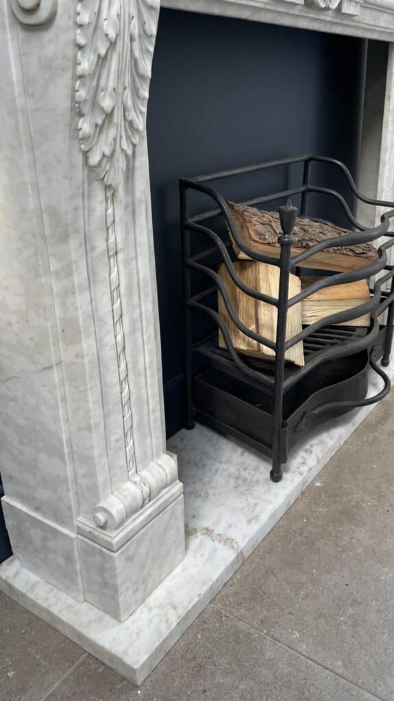 Richly Detailed French Marble Front Fireplace