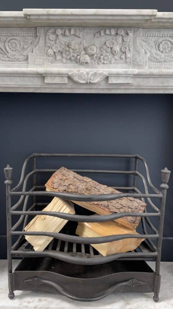 Richly Detailed French Marble Front Fireplace
