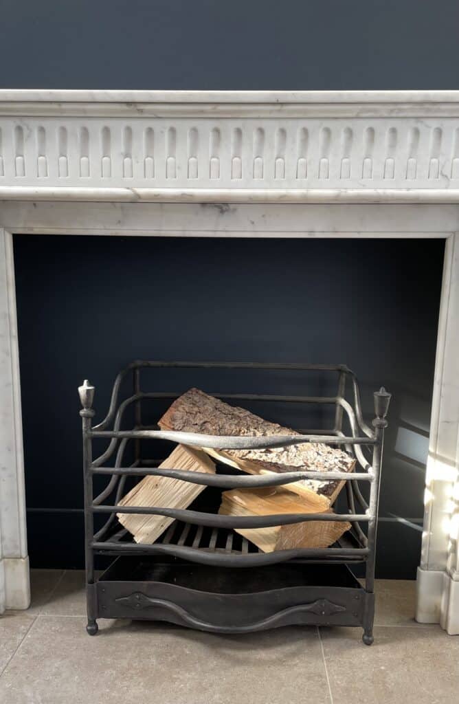 Antique French Front Fireplace White Carrara Marble