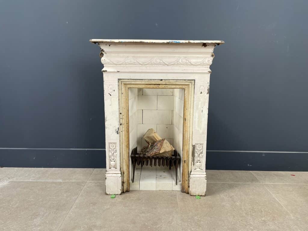English Antique Cast-Iron Fireplace with Original Patina