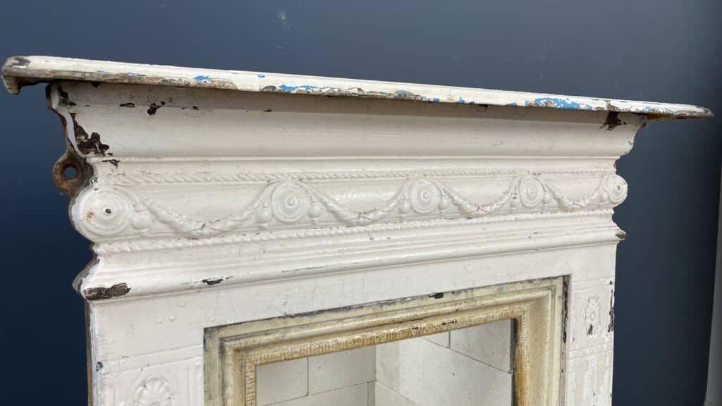 English Antique Cast-Iron Fireplace with Original Patina