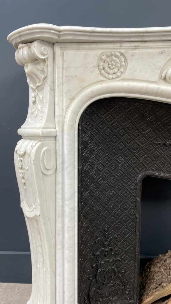 Luxury Antique French Front Shell Fireplace With Cast Iron Inset Fireplace