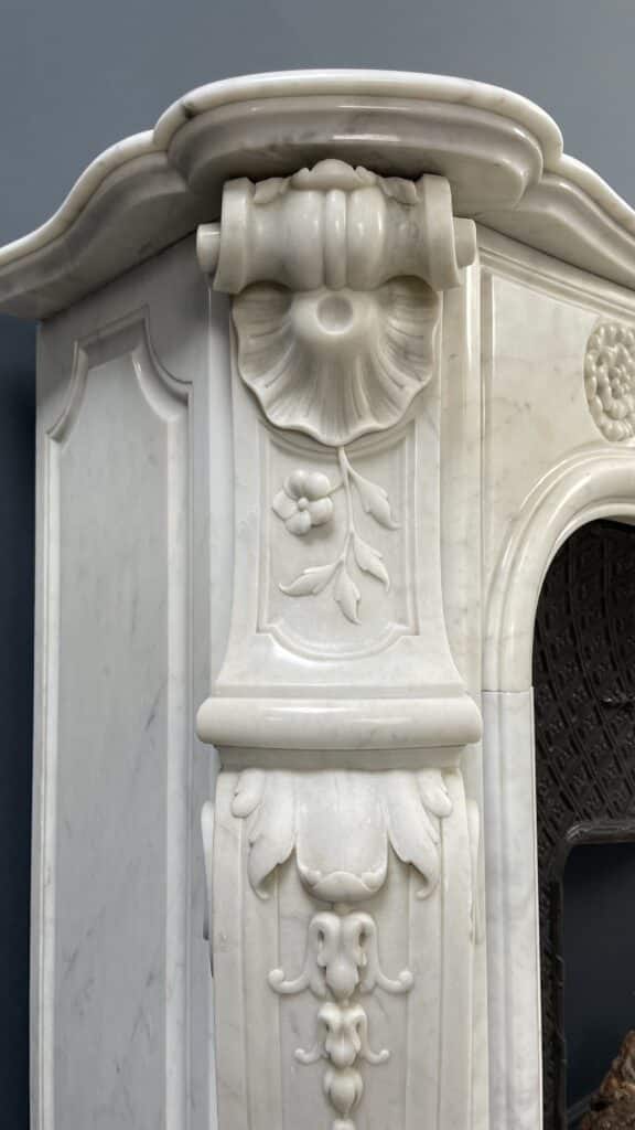 Luxury Antique French Front Shell Fireplace With Cast Iron Inset Fireplace