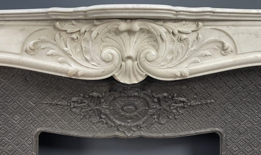 Luxury Antique French Front Shell Fireplace With Cast Iron Inset Fireplace