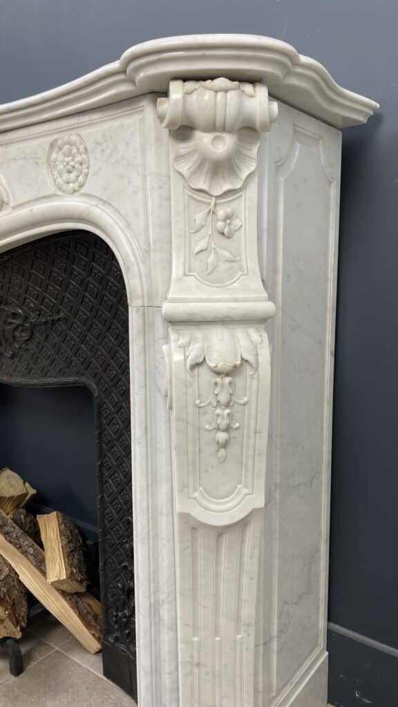Luxury Antique French Front Shell Fireplace With Cast Iron Inset Fireplace