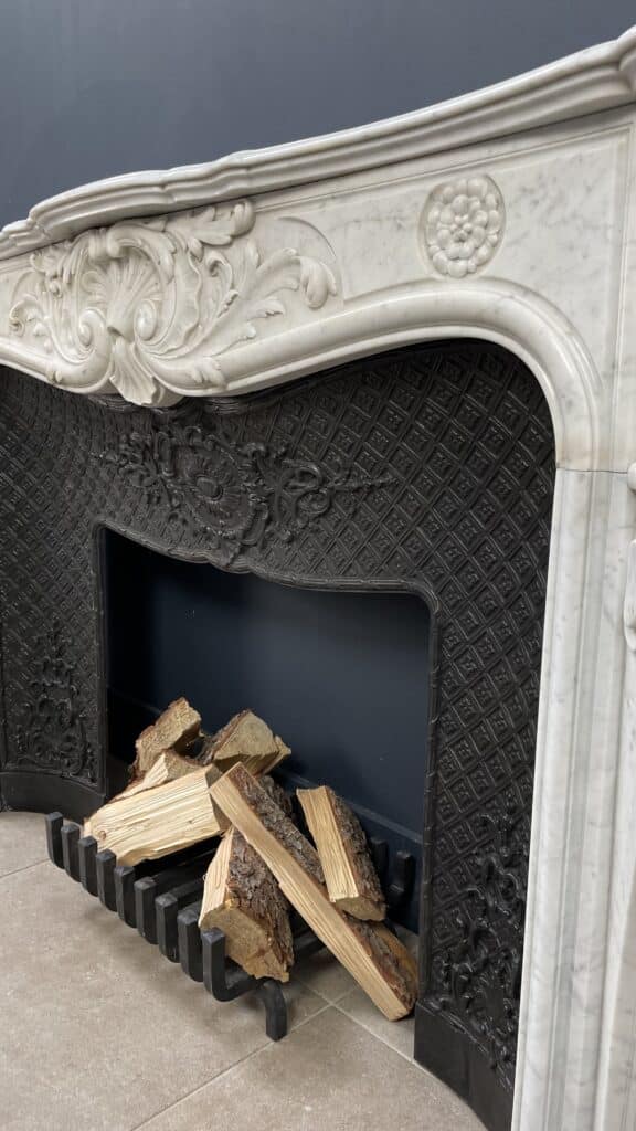 Luxury Antique French Front Shell Fireplace With Cast Iron Inset Fireplace