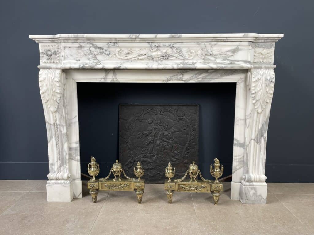 Exclusive Antieke Front Schouw In Prachtig Arabescato Marmer