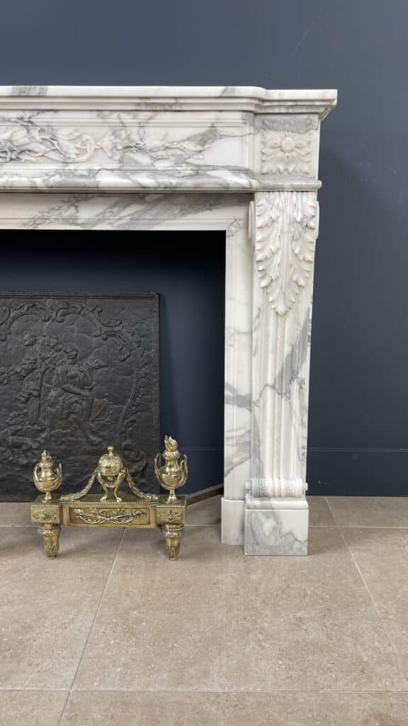 Exclusive Antique Front Fireplace In Beautiful Arabescato Marble