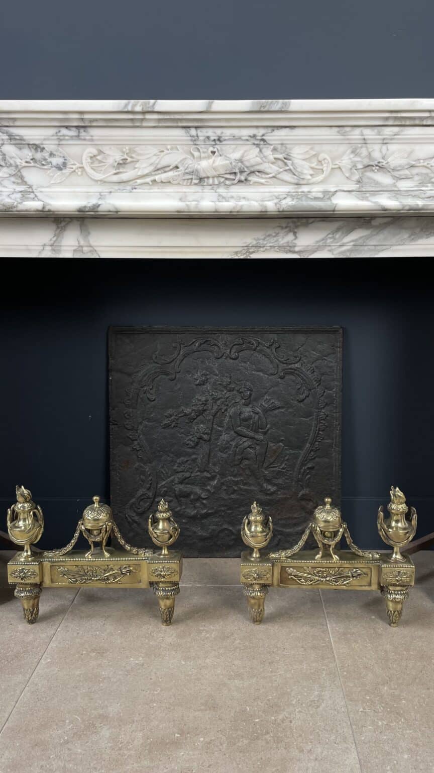 Exclusive Antique Front Fireplace In Beautiful Arabescato Marble — detail 2