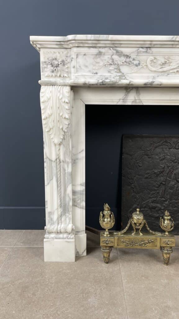 Exclusive Antique Front Fireplace In Beautiful Arabescato Marble
